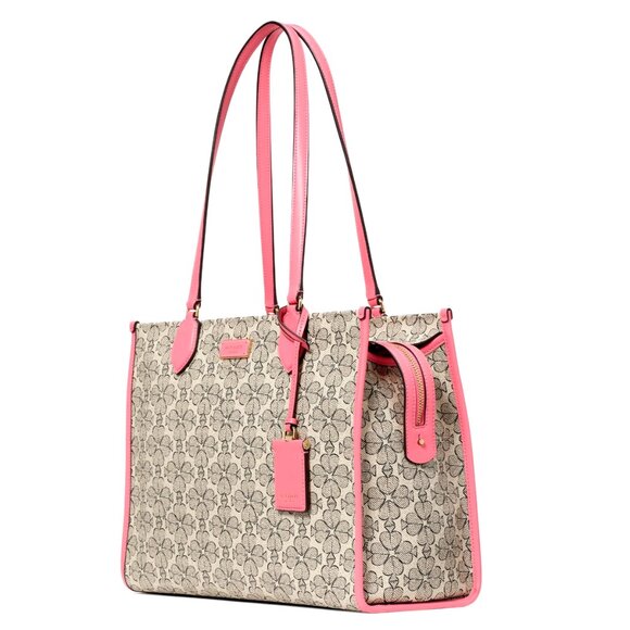 New Kate Spade Spade Flower Coated Canvas Large Market Tote Ruby Citrus - Picture 4 of 5
